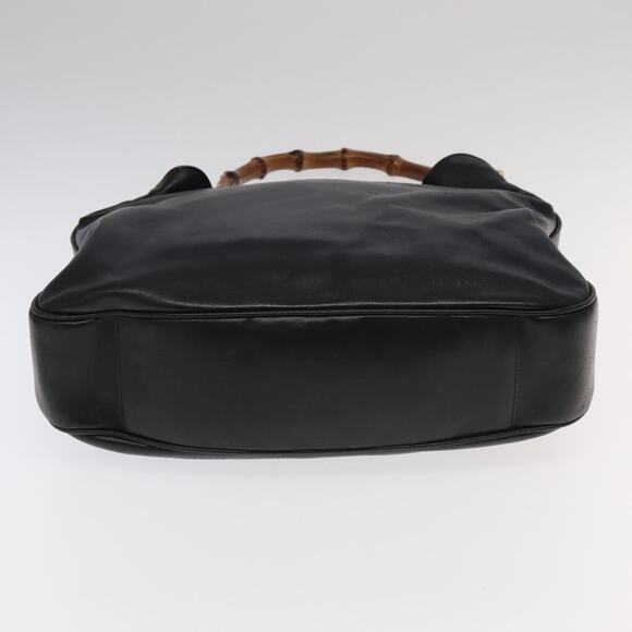 GUCCI Bamboo Hand Bag Leather Black Gold 001 1781 001 1781 - Picture 9 of 16